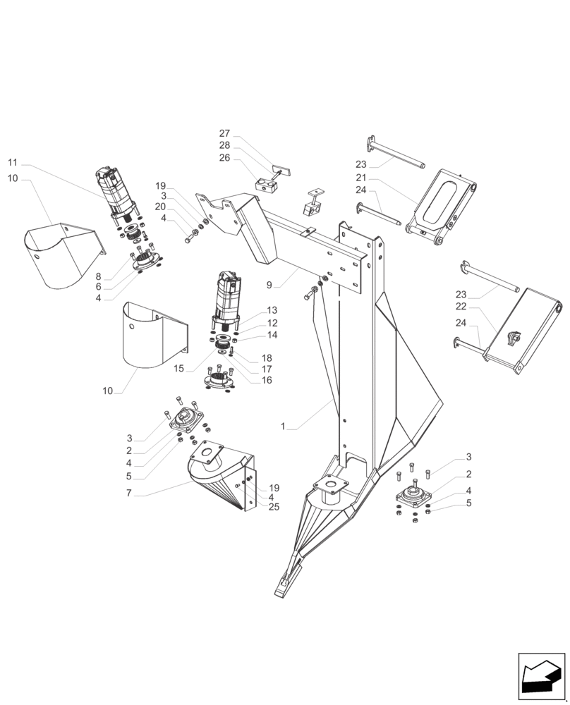 Схема запчастей Case IH A4000 - (A03.01[02]) - CROPDIVIDERS (DOUBLE) Mainframe & Functioning Components