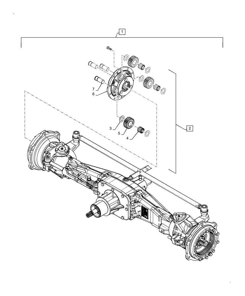 Схема запчастей Case IH FARMALL 70A - (21.182.AG[03]) - FRONT AXLE, PLANETARY GEAR ASSY (21) - TRANSMISSION