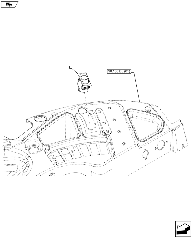 Схема запчастей Case IH FARMALL 105U - (55.513.AE[01]) - VAR - 334114 -CREEPER SWITCH, ROCKER (55) - ELECTRICAL SYSTEMS