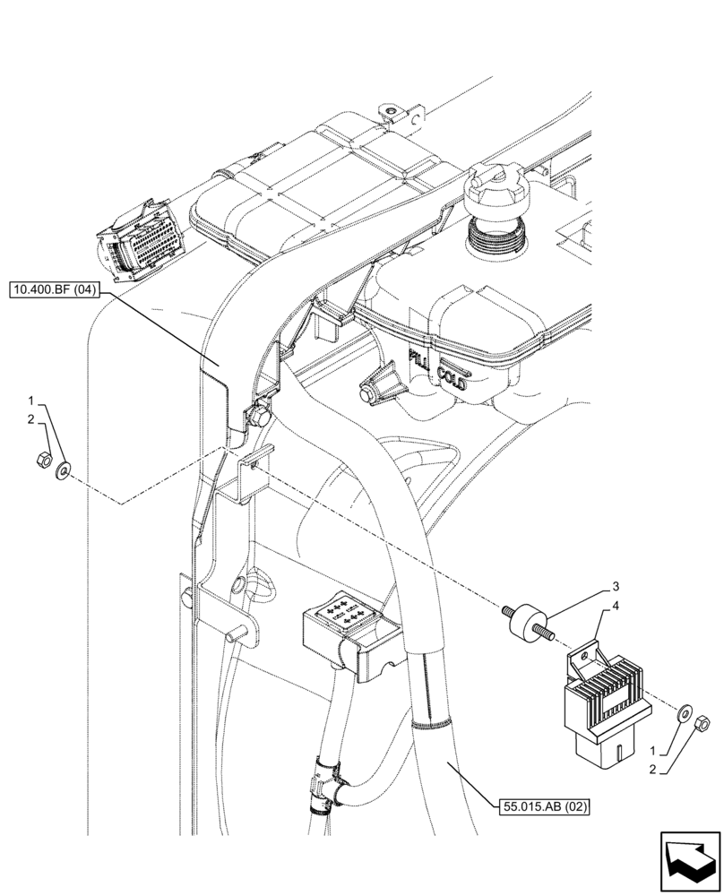 Схема запчастей Case IH FARMALL 110C - (55.202.AD) - VAR - 336839 - GLOW PLUG, ELECTRONIC CONTROL UNIT (55) - ELECTRICAL SYSTEMS