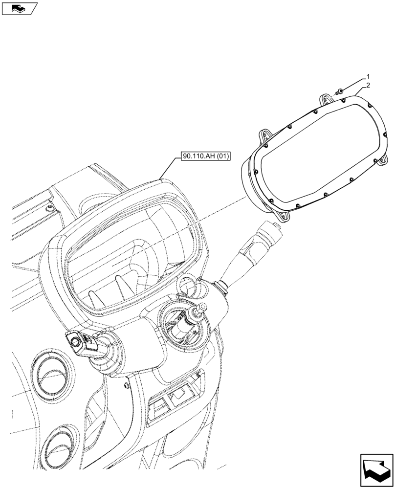 Схема запчастей Case IH FARMALL 105U - (55.408.CA[01]) - VAR - 334114, 390430 - INSTRUMENT CLUSTER (55) - ELECTRICAL SYSTEMS