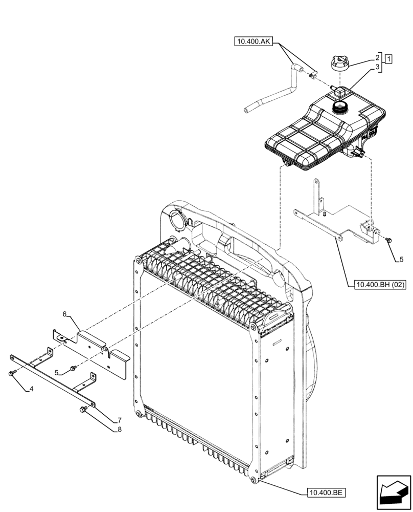 Схема запчастей Case IH FARMALL 120C - (10.400.BH[01]) - VAR - 336839 - EXPANSION TANK (10) - ENGINE