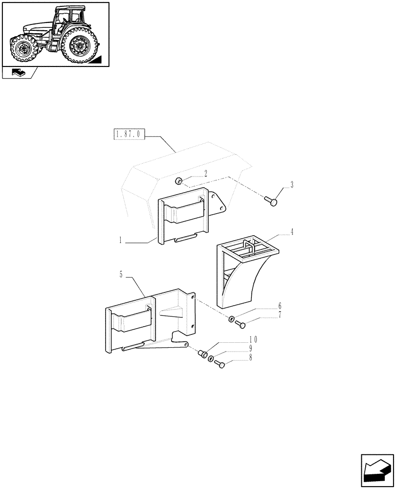 Схема запчастей Case IH FARMALL 105U - (1.99.0) - CHOCK (VAR.330864) (10) - OPERATORS PLATFORM/CAB