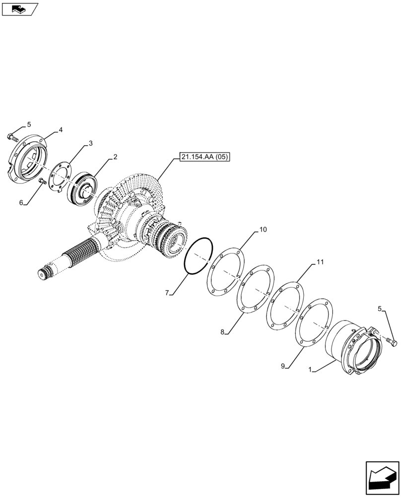 Схема запчастей Case IH FARMALL 105U - (27.106.AR[03]) - VAR - 390399 - DIFFERENTIAL GEAR, SUPPORT (27) - REAR AXLE SYSTEM