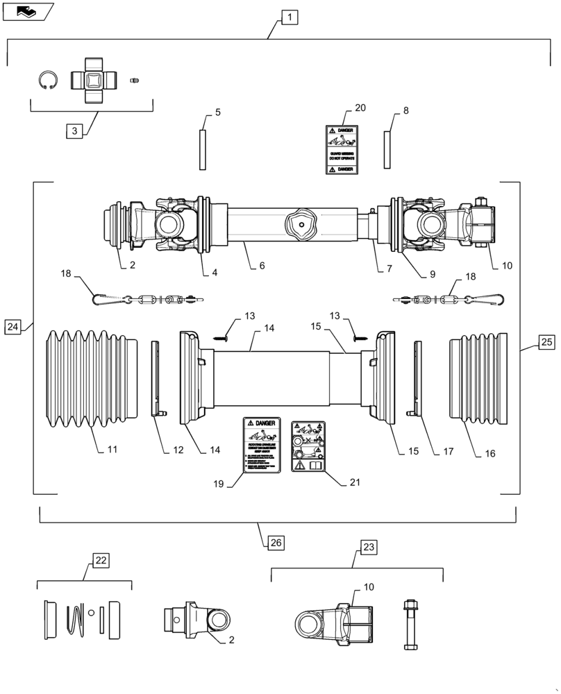 Схема запчастей Case IH 4408-36 - (31.100.AG[02]) - PTO ASSY, LH (31) - IMPLEMENT POWER TAKE OFF