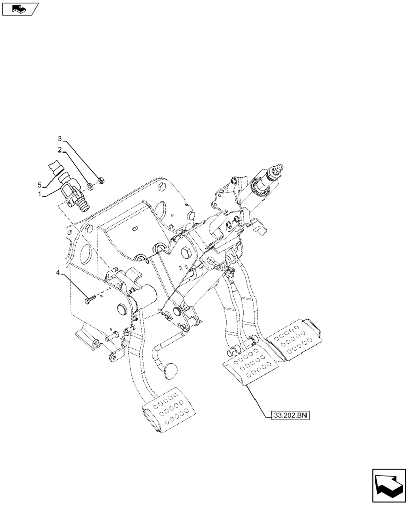 Схема запчастей Case IH FARMALL 105U - (55.618.AI[01]) - VAR - 331286 - PEDAL, LIMIT SWITCH (55) - ELECTRICAL SYSTEMS