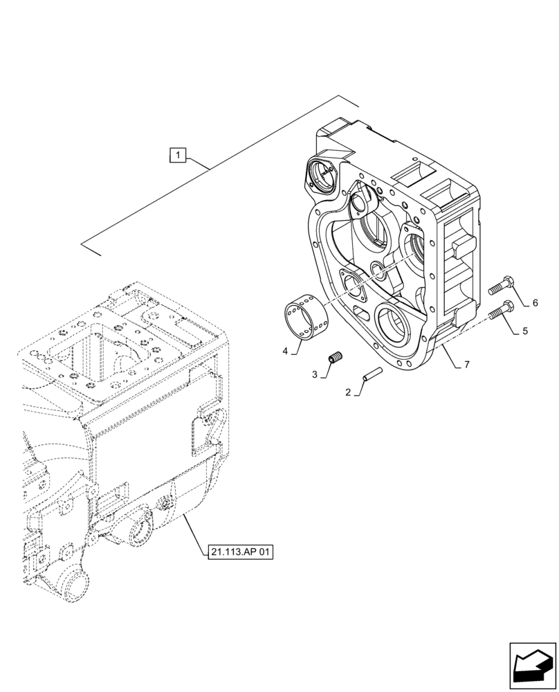 Схема запчастей Case IH MAGNUM 200 - (21.113.AD[01]) - VAR- 429326, 729571 - SPACER, POWERSHIFT (21) - TRANSMISSION