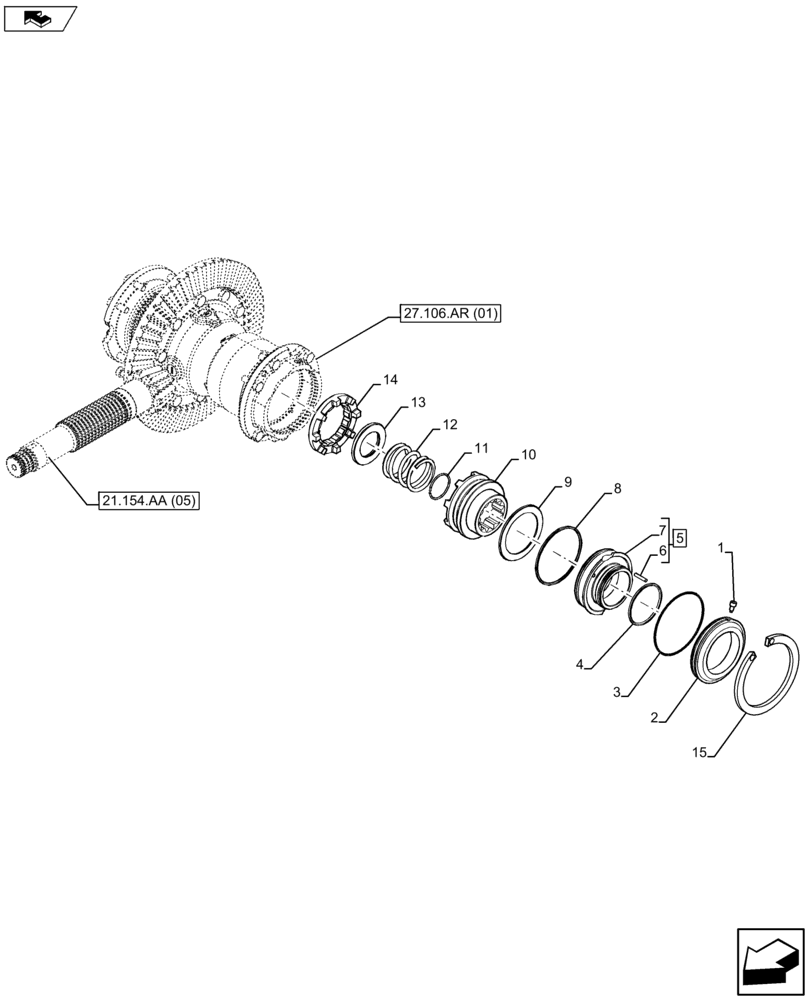 Схема запчастей Case IH FARMALL 115U - (27.106.AR[02]) - VAR - 330308 - DIFFERENTIAL GEAR, COMPONENTS (27) - REAR AXLE SYSTEM