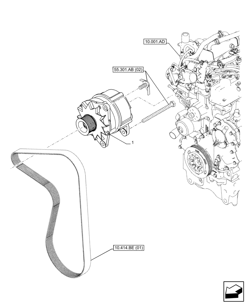 Схема запчастей Case IH FARMALL 100C - (55.301.AA[02]) - VAR - 336839 - ALTERNATOR (55) - ELECTRICAL SYSTEMS