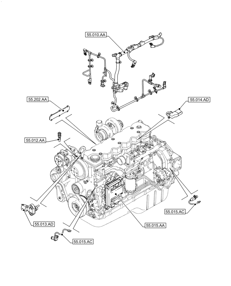 Схема запчастей Case IH F4HE9687S J106 - (00.000.55) - PICTORIAL INDEX - ELECTRICAL SYSTEMS (00) - GENERAL & PICTORIAL INDEX