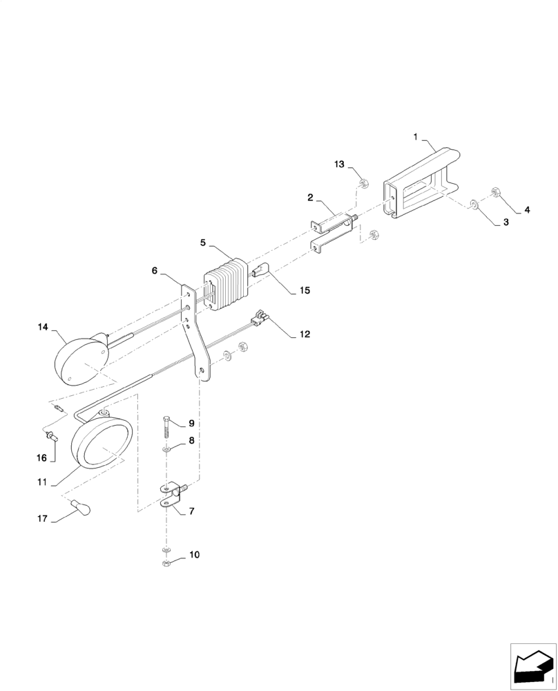 Схема запчастей Case IH MAGNUM 235 - (55.404.BS[05]) - A-POST, WORK LIGHTS, RIGHT HAND (55) - ELECTRICAL SYSTEMS