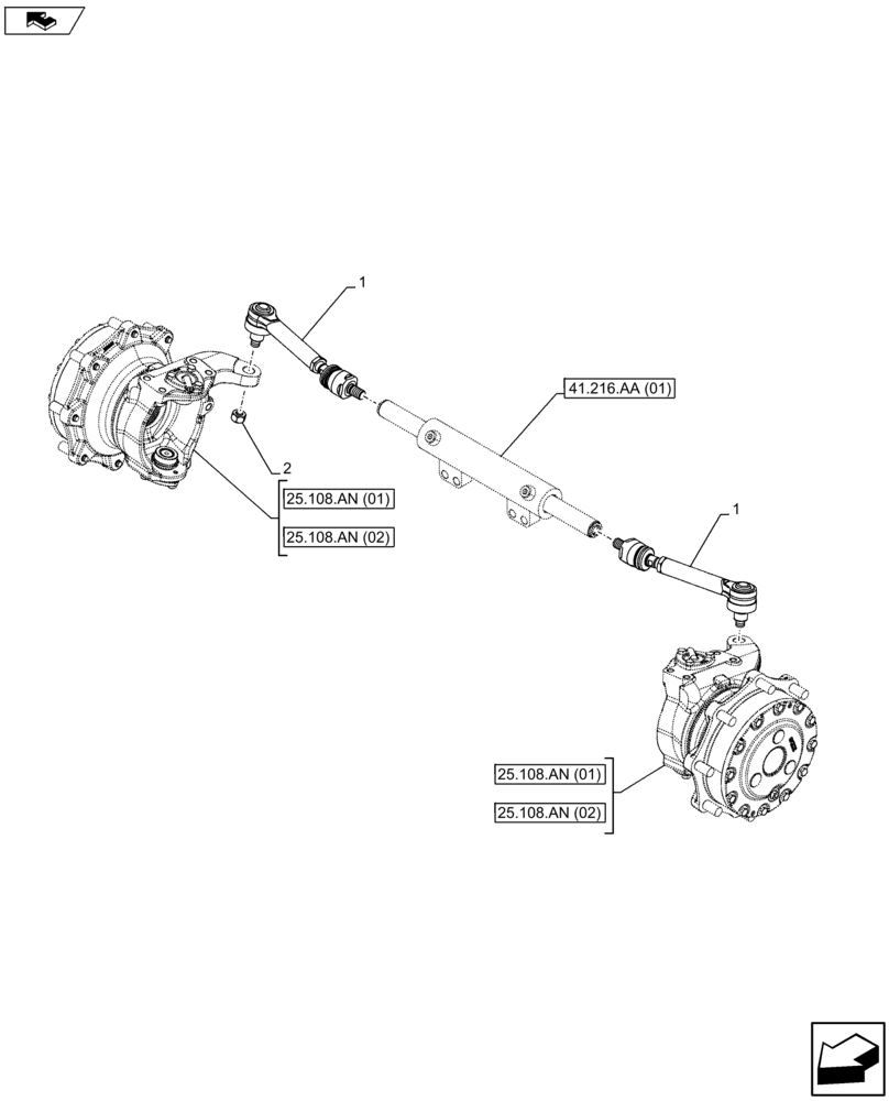 Схема запчастей Case IH FARMALL 115U - (41.106.AD[01]) - VAR - 390399 - STEERING TIE-ROD, 4WD FRONT AXLE (41) - STEERING