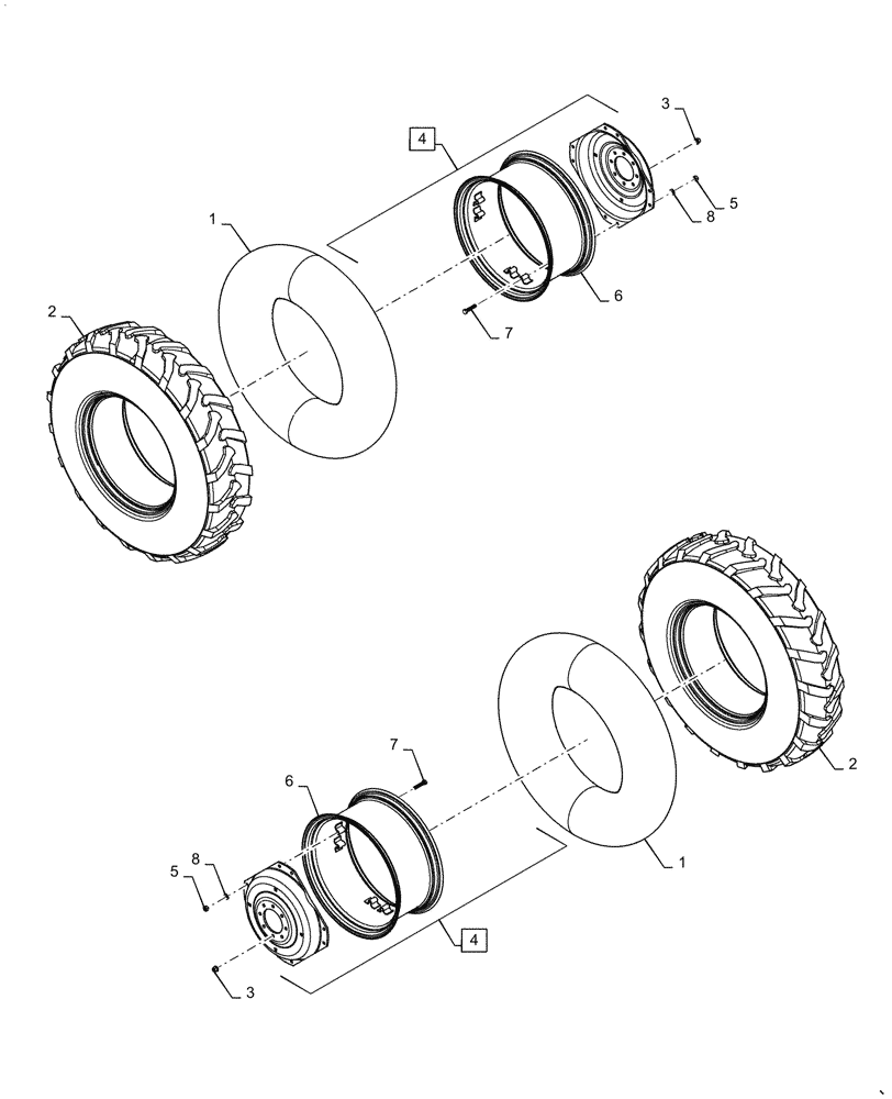 Схема запчастей Case IH FARMALL 70A - (44.520.AB[01]) - REAR WHEEL ASSY (44) - WHEELS