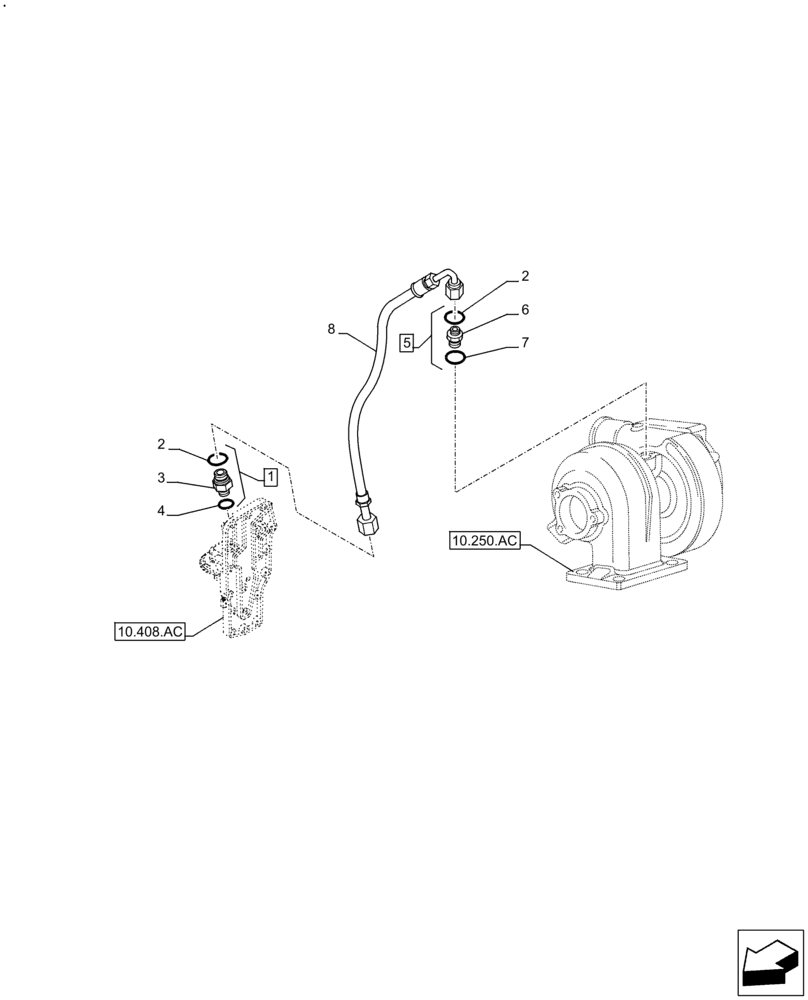 Схема запчастей Case IH F4GE9484A J613 - (10.250.AD) - TURBOCHARGER LUBE LINE (10) - ENGINE