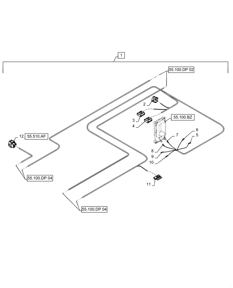 Схема запчастей Case IH WD1504 - (55.100.DP[03]) - WIRE HARNESS & CONNECTOR, NON-DRAPER, CM4 (CONT.) (55) - ELECTRICAL SYSTEMS