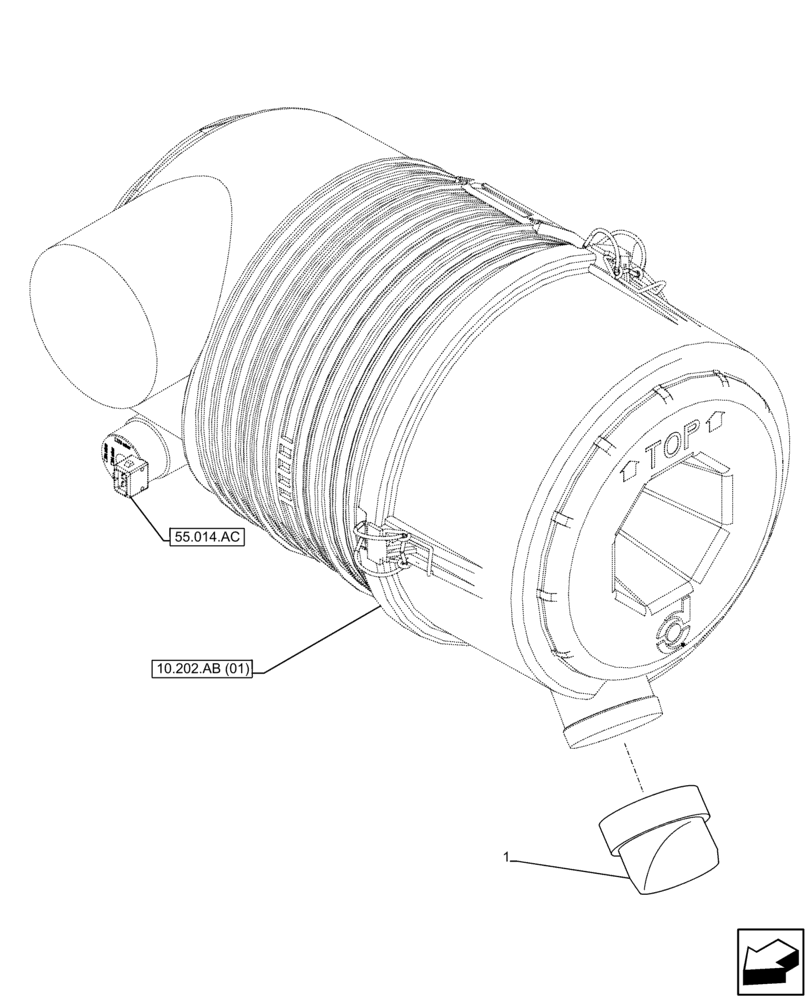 Схема запчастей Case IH FARMALL 120C - (10.202.AB[02]) - VAR - 390200 - AIR CLEANER, VALVE (10) - ENGINE