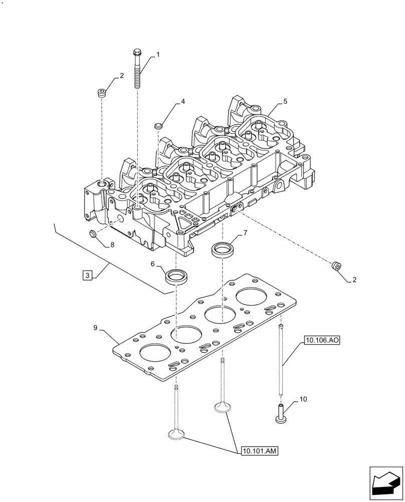 Схема запчастей Case IH F4GE9484A J613 - (10.101.AA) - CYLINDER HEAD (10) - ENGINE