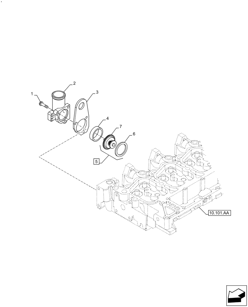 Схема запчастей Case IH F4GE9484A J613 - (10.400.BC) - THERMOSTAT (10) - ENGINE