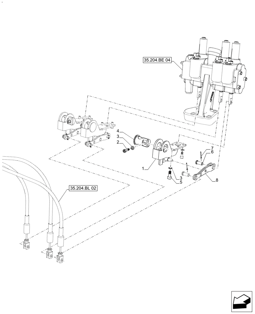 Схема запчастей Case IH FARMALL 110A - (35.204.BL[07]) - VAR - 334195 - 3 REMOTE CONTROL VALVES, ACTUATOR (35) - HYDRAULIC SYSTEMS