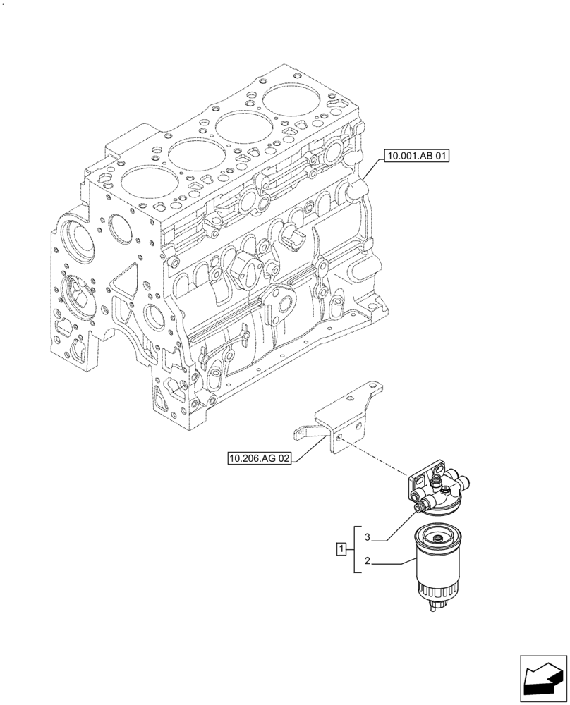 Схема запчастей Case IH F4GE9484A J613 - (10.206.AG[01]) - FUEL FILTER (10) - ENGINE