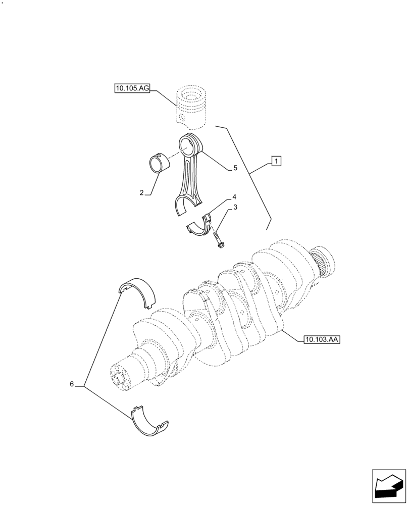 Схема запчастей Case IH F4GE9484A J613 - (10.105.AB) - CONNECTING ROD (10) - ENGINE