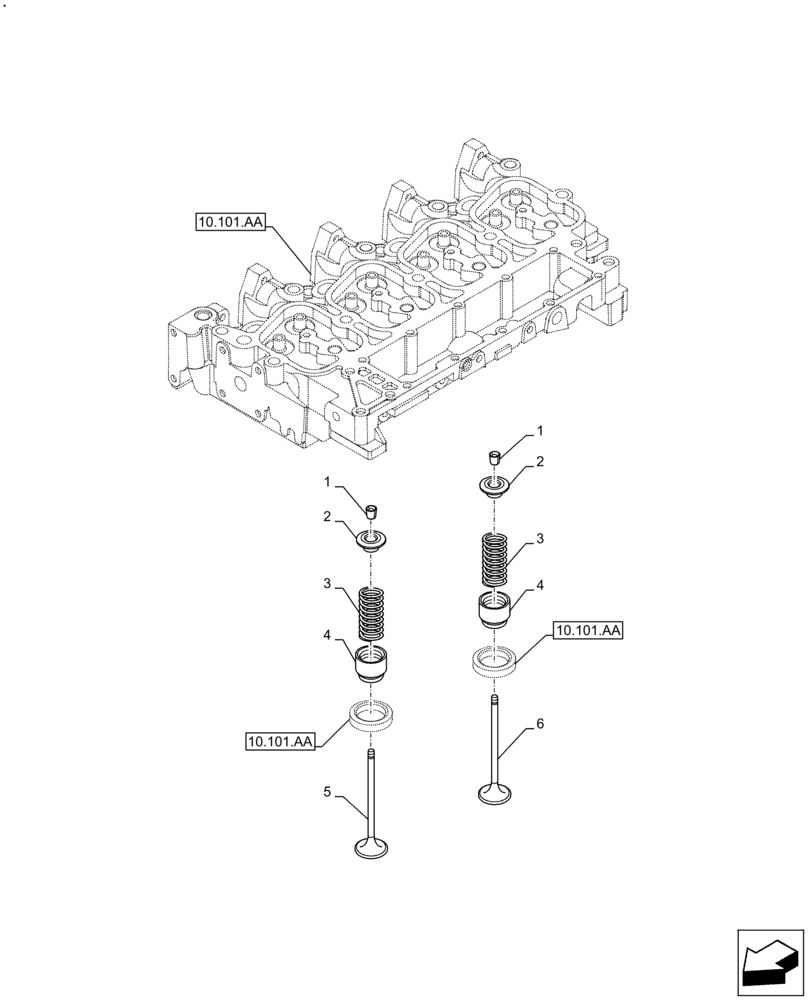 Схема запчастей Case IH F4GE9484A J613 - (10.101.AM) - CYLINDER HEAD, VALVE (10) - ENGINE