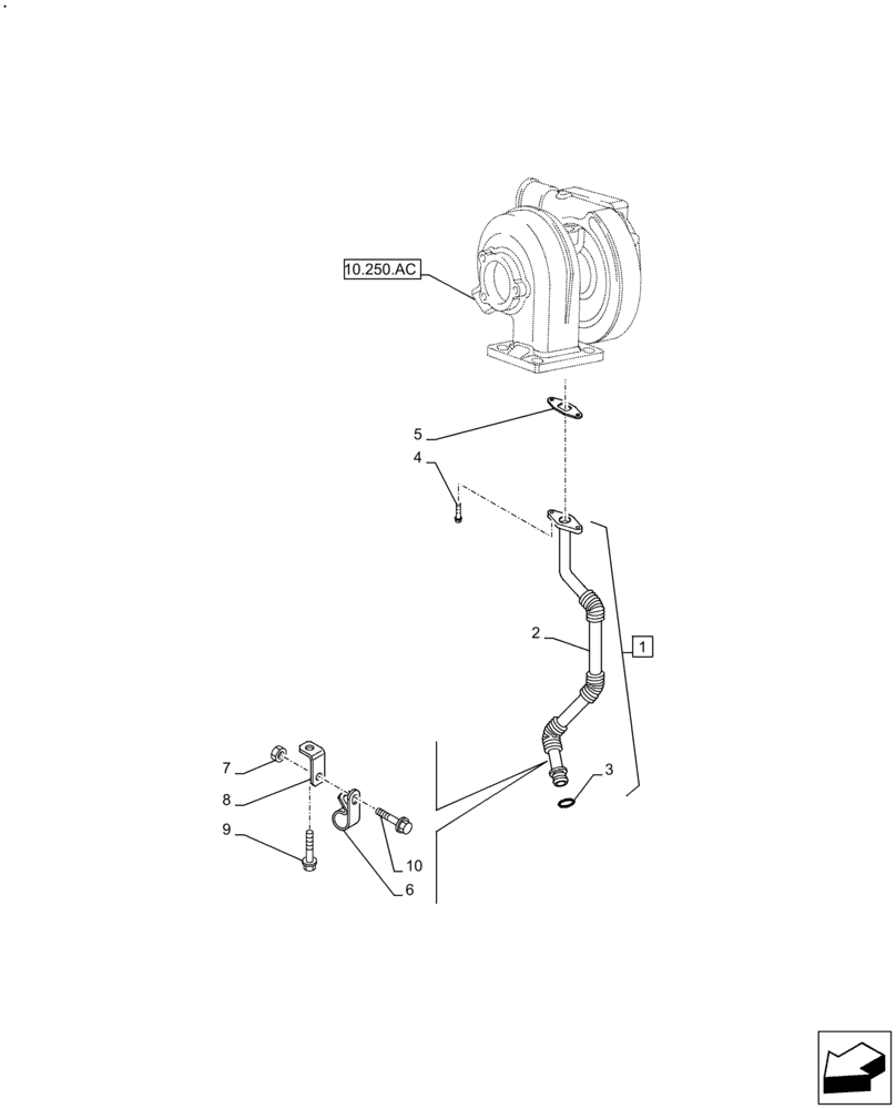 Схема запчастей Case IH F4GE9484A J613 - (10.250.AE) - TURBOCHARGER, RETURN PIPE (10) - ENGINE