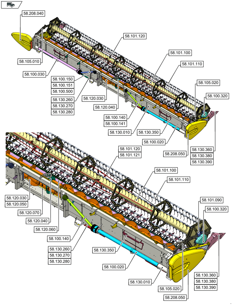 Схема запчастей Case IH 3050-41FT - (00.000.58[05]) - PICTORIAL INDEX - ATTACHMENTS/HEADERS (00) - GENERAL & PICTORIAL INDEX