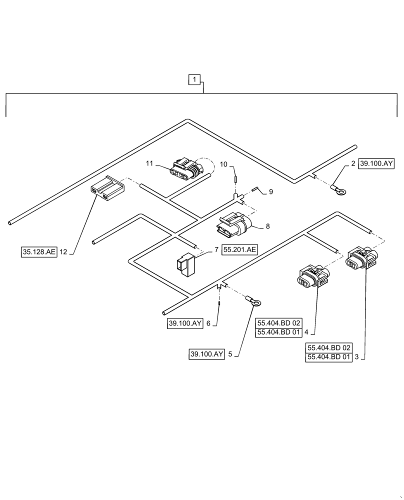 Схема запчастей Case IH WD2504 - (55.101.AC[02]) - WIRE HARNESS & CONNECTOR, NON-DRAPER, FM6 (CONT.) (55) - ELECTRICAL SYSTEMS