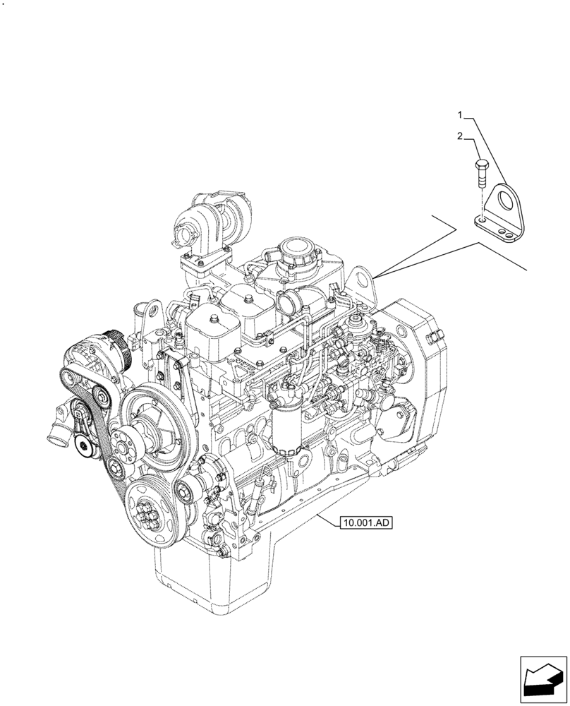 Схема запчастей Case IH F4GE9484A J613 - (10.001.AK) - ENGINE, HOOK (10) - ENGINE