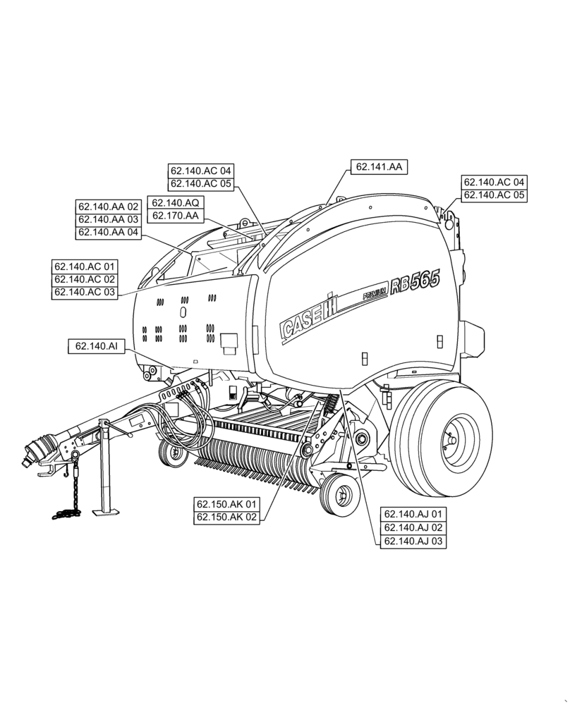 Схема запчастей Case IH RB565 - (62.000.00[01]) - PICTORIAL INDEX - PRESSING (62) - PRESSING - BALE FORMATION