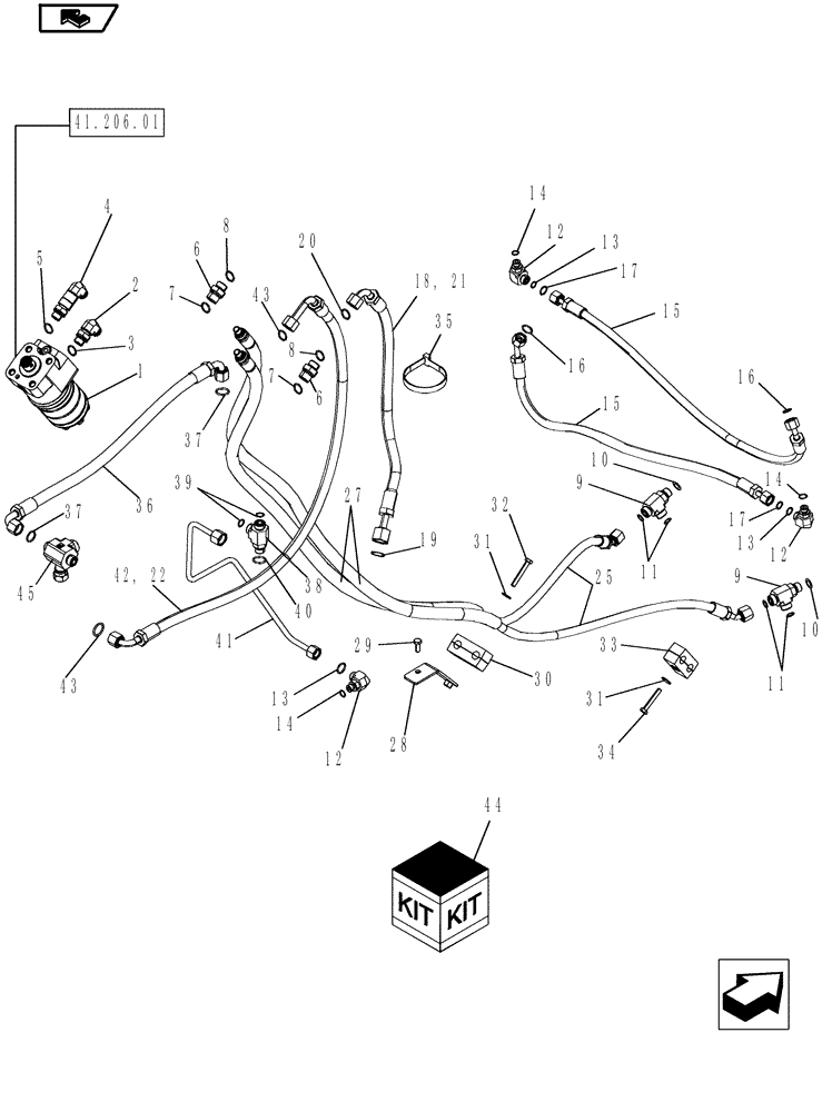 Схема запчастей Case IH MAGNUM 190 - (41.200.01) - STEERING SYSTEM, MFD, POWERSHIFT TRANSMISSION (41) - STEERING