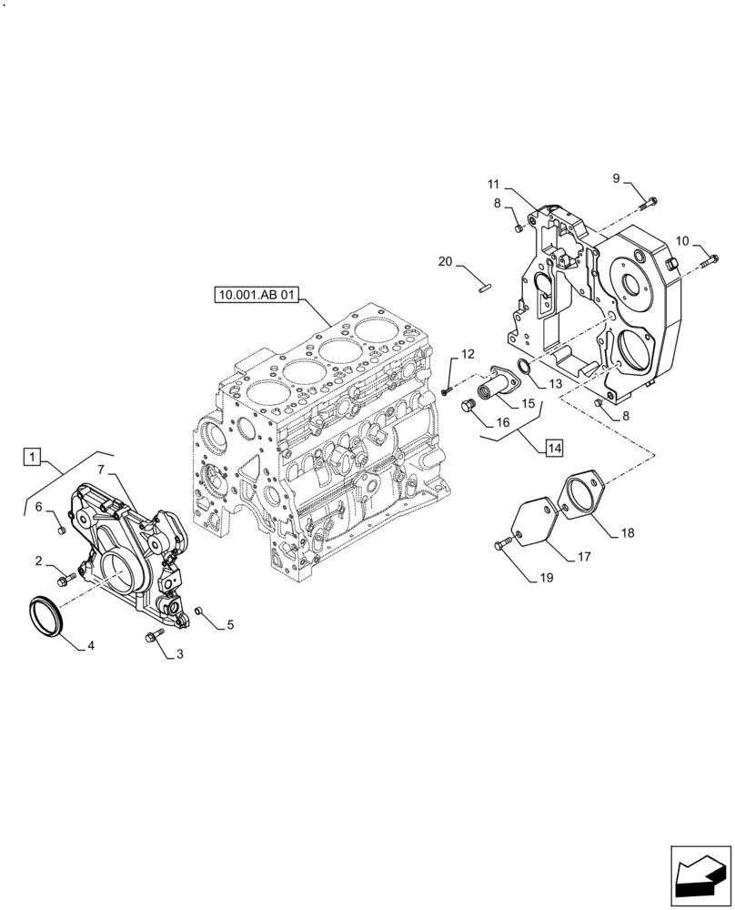 Схема запчастей Case IH F4GE9484A J613 - (10.102.AK) - CRANKCASE, COVERS (10) - ENGINE