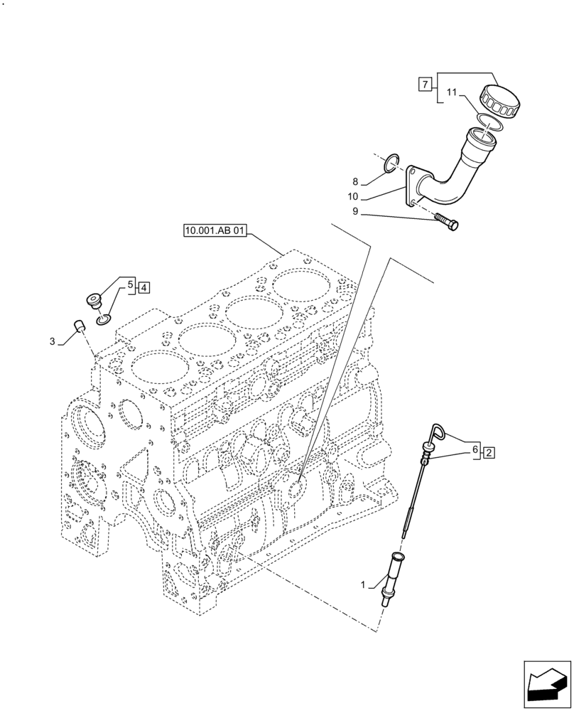 Схема запчастей Case IH F4GE9484A J613 - (10.304.AS) - DIPSTICK (10) - ENGINE