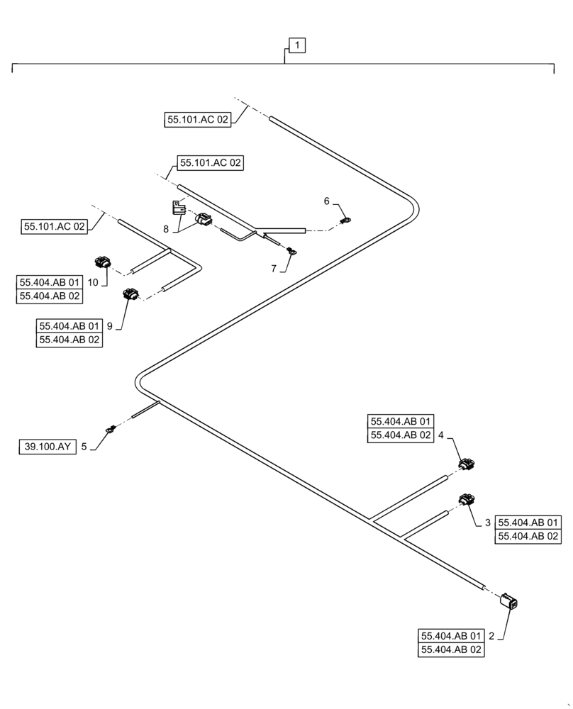 Схема запчастей Case IH WD2504 - (55.101.AC[01]) - WIRE HARNESS & CONNECTOR, DRAPER, FD6 (55) - ELECTRICAL SYSTEMS