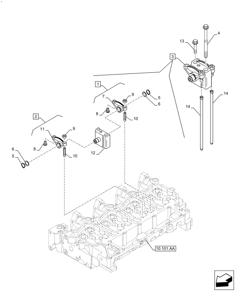 Схема запчастей Case IH F4GE9484A J613 - (10.106.AO) - ROCKER ARM (10) - ENGINE