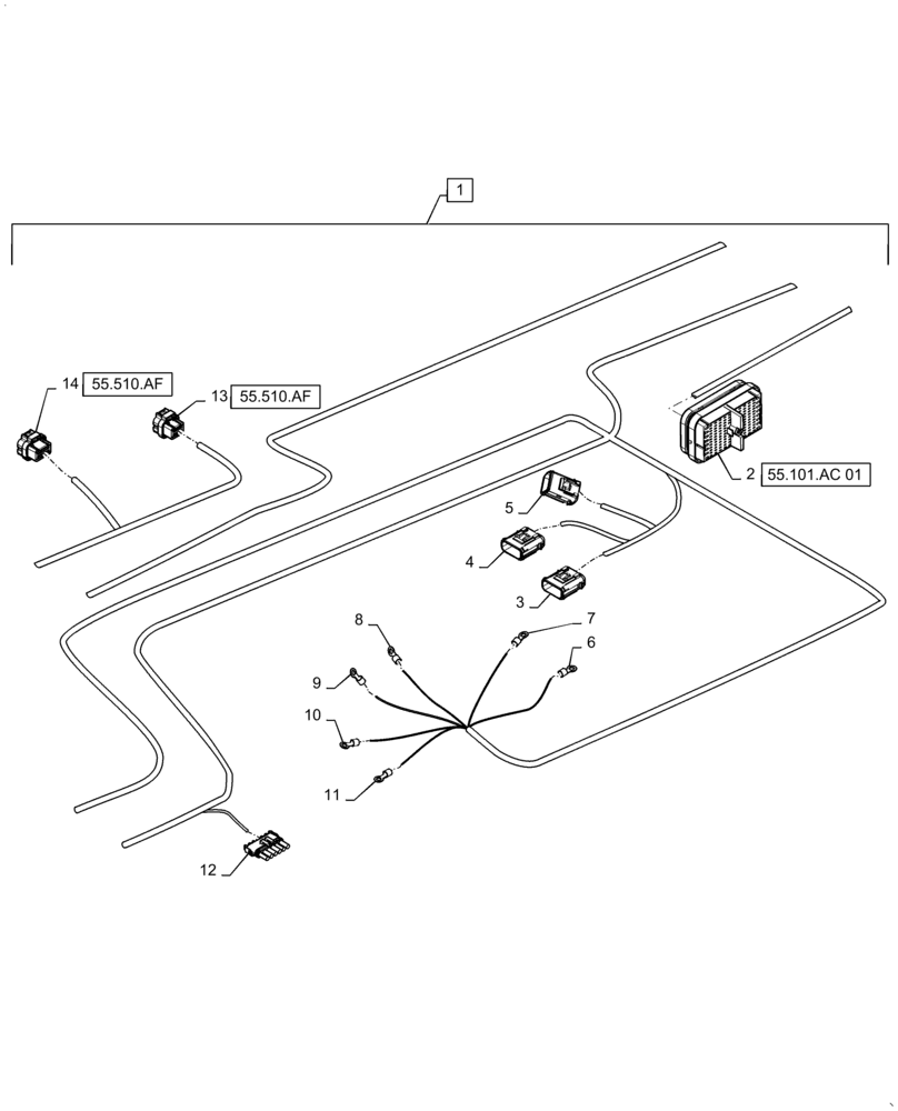 Схема запчастей Case IH WD2504 - (55.100.DP[04]) - WIRE HARNESS & CONNECTOR, NON-DRAPER, CM6 (CONT.) (55) - ELECTRICAL SYSTEMS