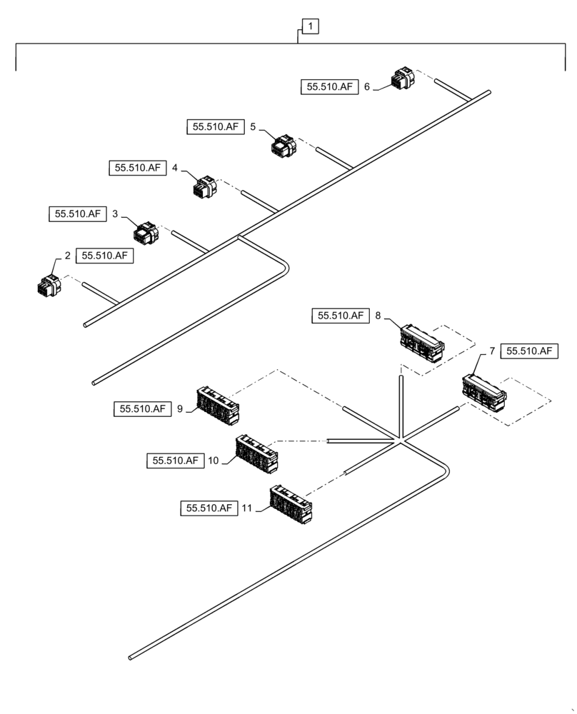 Схема запчастей Case IH WD2104 - (55.100.DP[05]) - WIRE HARNESS & CONNECTOR, NON-DRAPER, CM6 (CONT.) (55) - ELECTRICAL SYSTEMS