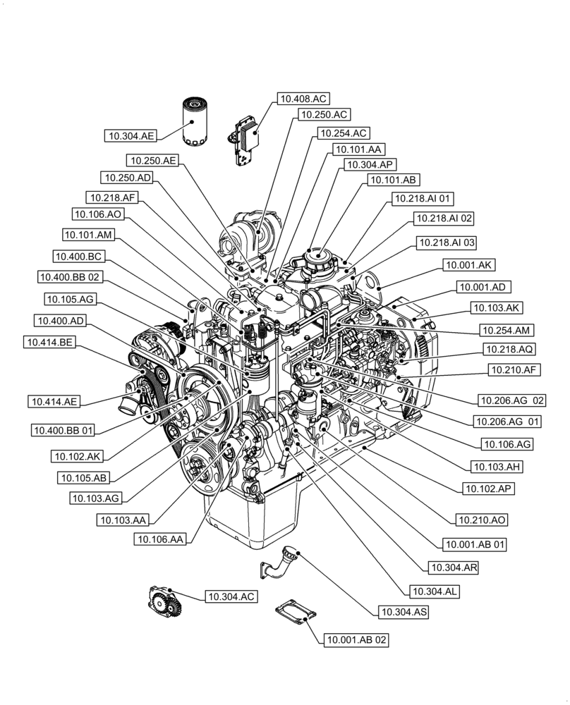 Схема запчастей Case IH F4GE9484A J613 - (10.000.00) - SECTION INDEX - ENGINE (10) - ENGINE