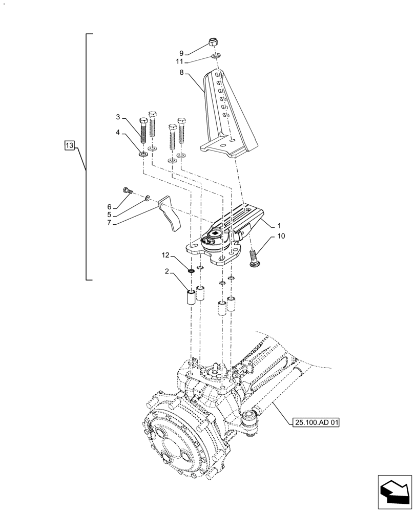 Схема запчастей Case IH FARMALL 110A - (90.116.BA[04]) - VAR - 336940 - FRONT FENDER, SUPPORT, RH (90) - PLATFORM, CAB, BODYWORK AND DECALS