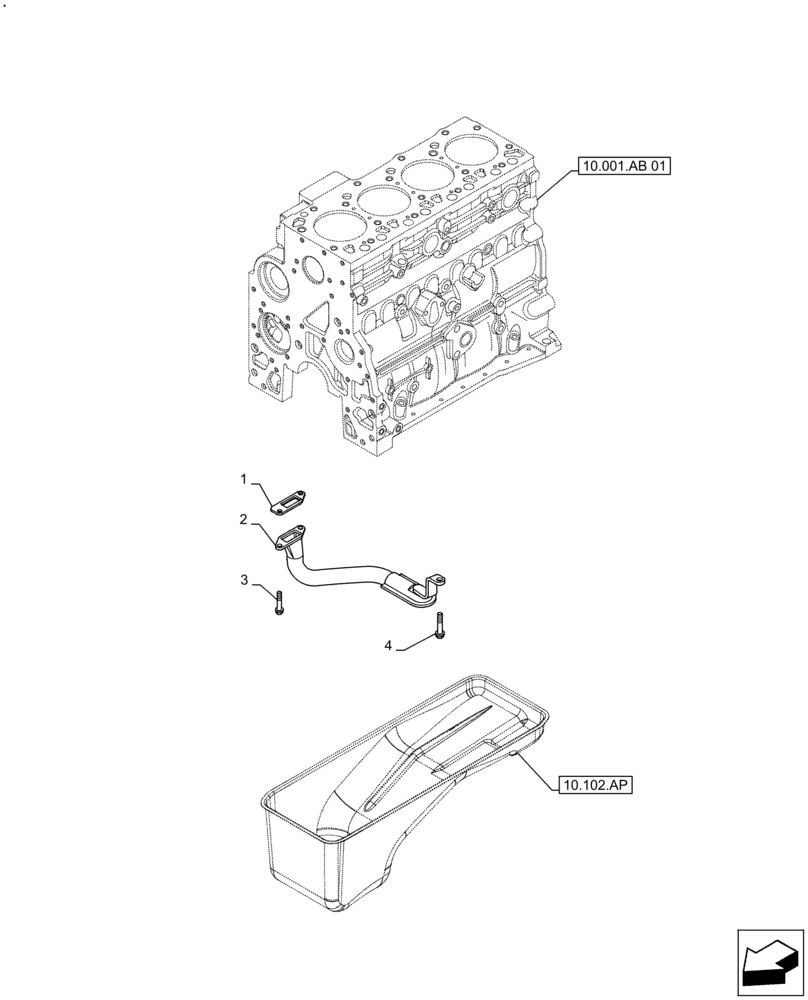 Схема запчастей Case IH F4GE9484A J613 - (10.304.AL) - ENGINE OIL, SUCTION PIPE (10) - ENGINE