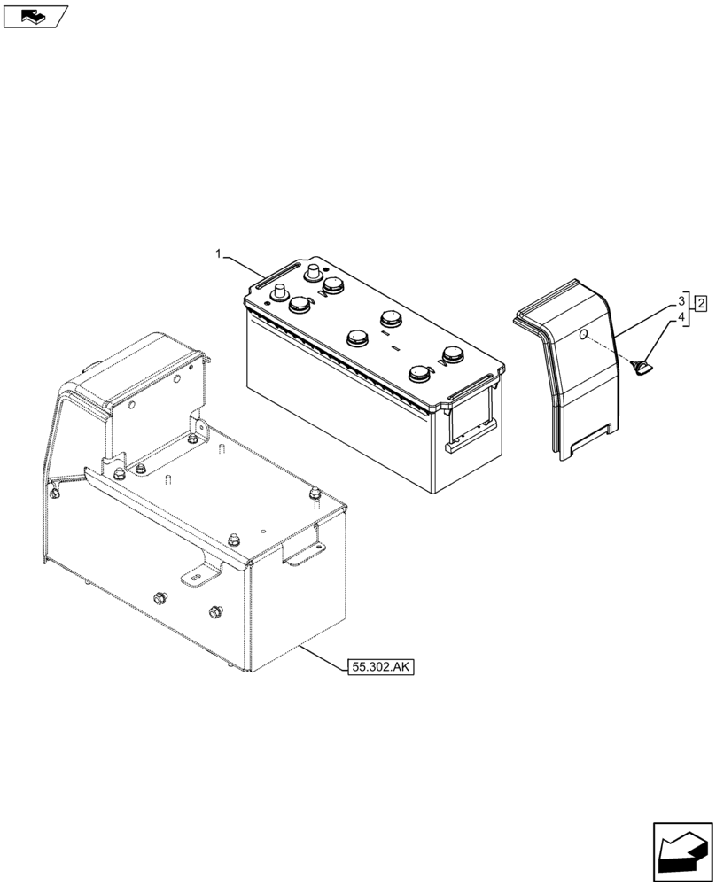 Схема запчастей Case IH FARMALL 105U - (55.302.AG) - VAR - 391741 - BATTERY (55) - ELECTRICAL SYSTEMS