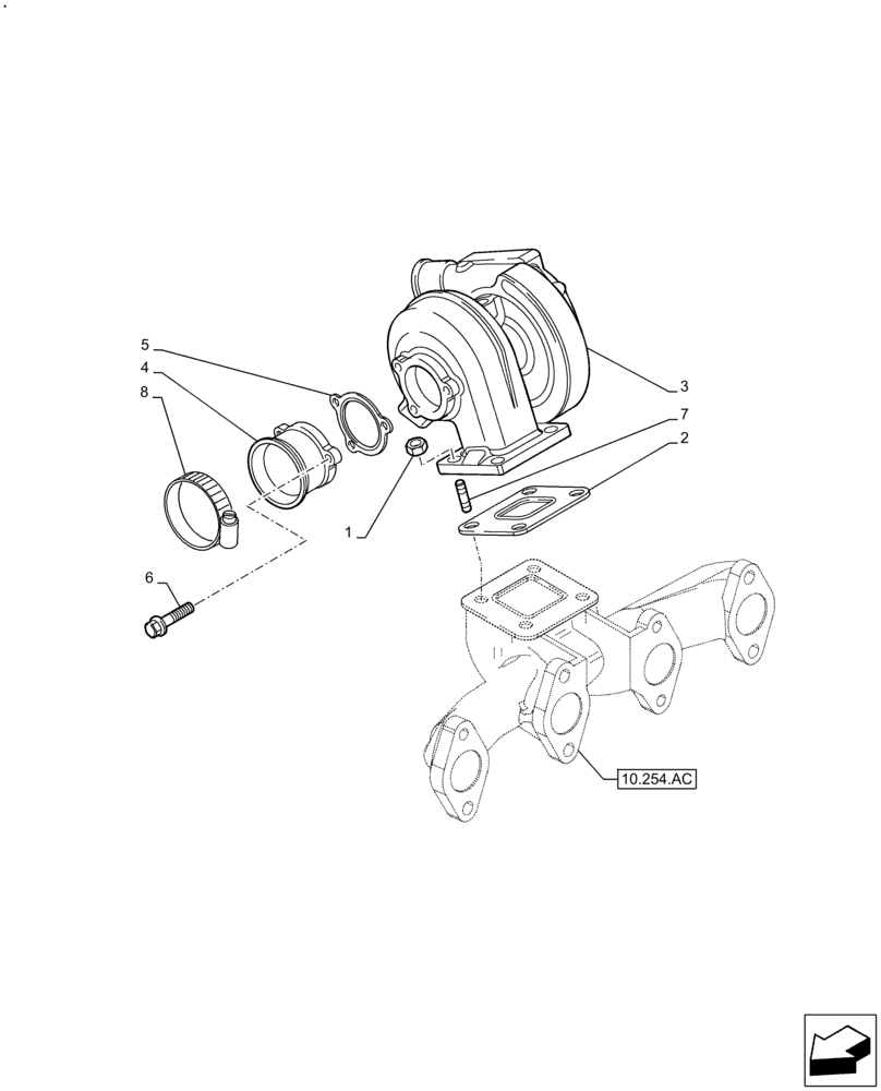 Схема запчастей Case IH F4GE9484A J613 - (10.250.AC) - TURBOCHARGER (10) - ENGINE