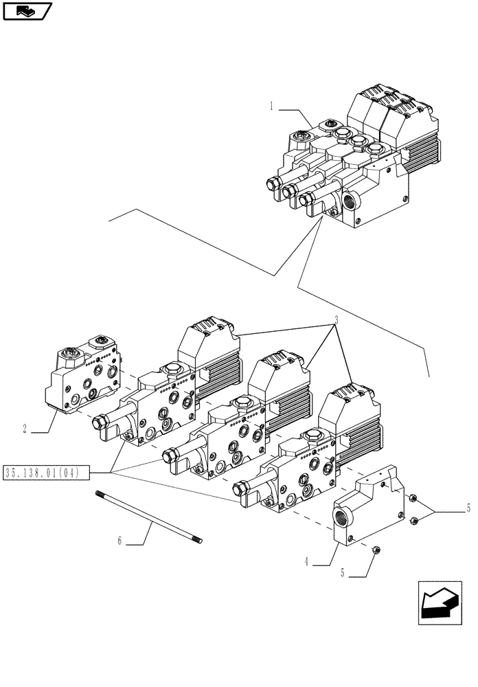 Схема запчастей Case IH MAGNUM 200 - (35.204.BS[02]) - MID-MOUNT CONTROL VALVE, ASSY (35) - HYDRAULIC SYSTEMS