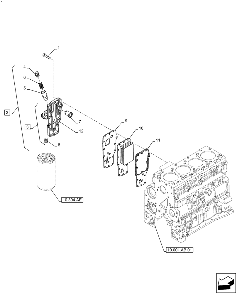 Схема запчастей Case IH F4GE9484A J613 - (10.408.AC) - ENGINE, HEAT EXCHANGER (10) - ENGINE