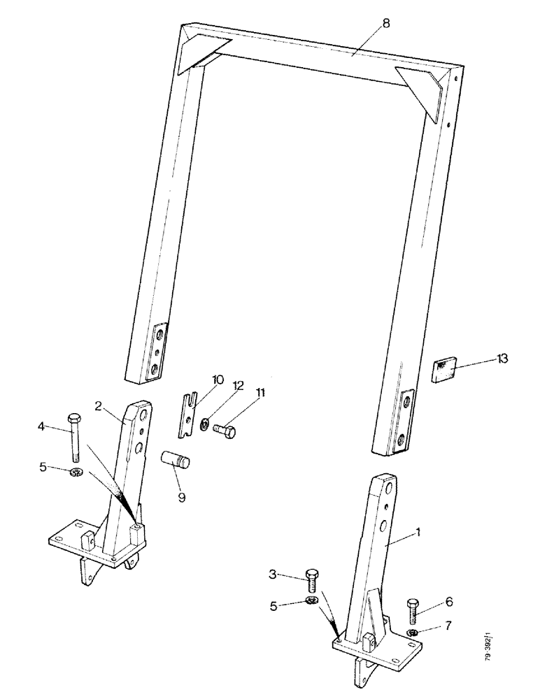 Схема запчастей Case IH 1490 - (N07-1) - TWO POST ROLL BAR (U4701/11), LOW PROFILE (08) - SHEET METAL