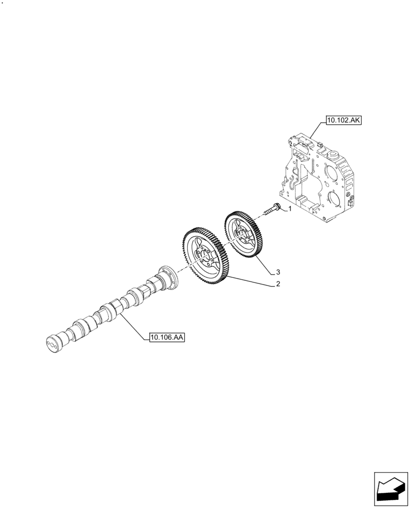 Схема запчастей Case IH F4GE9484A J613 - (10.106.AG) - CAMSHAFT, GEAR (10) - ENGINE