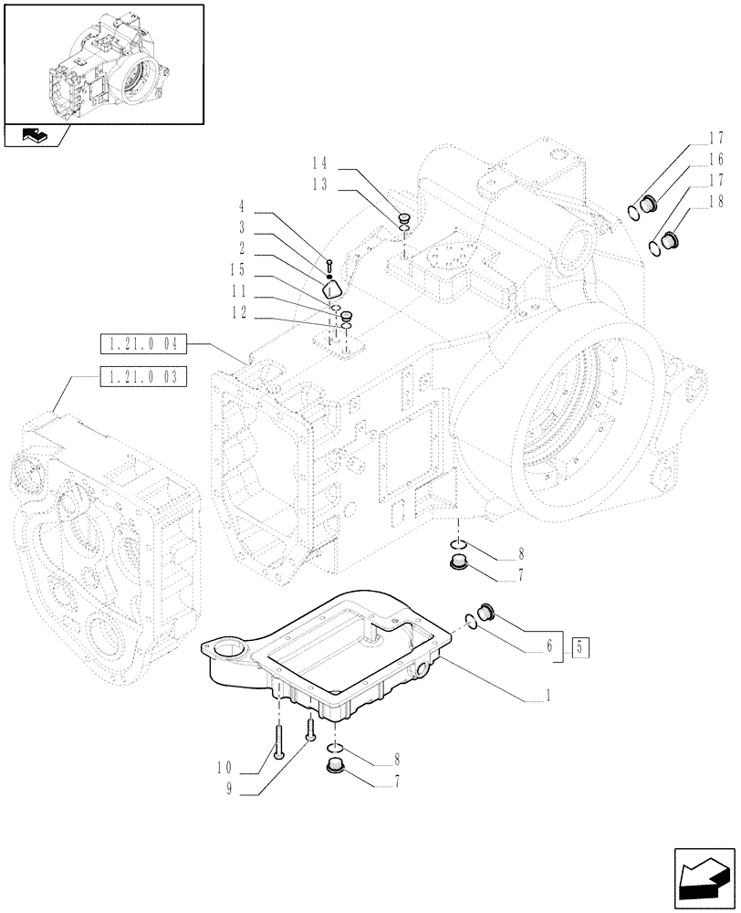 Схема запчастей Case IH PUMA 165 - (1.21.0[05]) - CENTRAL HOUSING / TRANSMISSION BOX (03) - TRANSMISSION