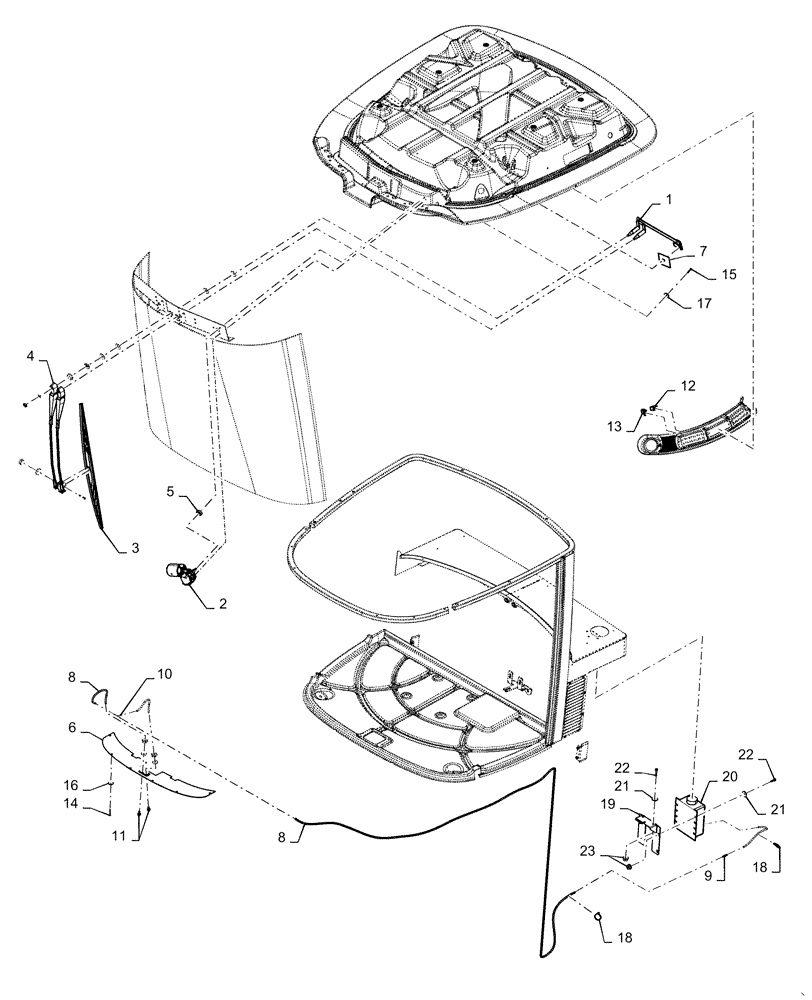 Схема запчастей Case IH WD2504 - (55.518.AW[01]) - WIPER, WASHER ASSY (55) - ELECTRICAL SYSTEMS