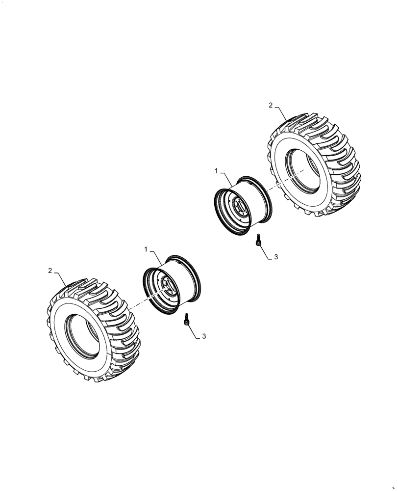 Схема запчастей Case IH FARMALL 50A - (44.520.AB[02]) - REAR WHEEL ASSY (44) - WHEELS